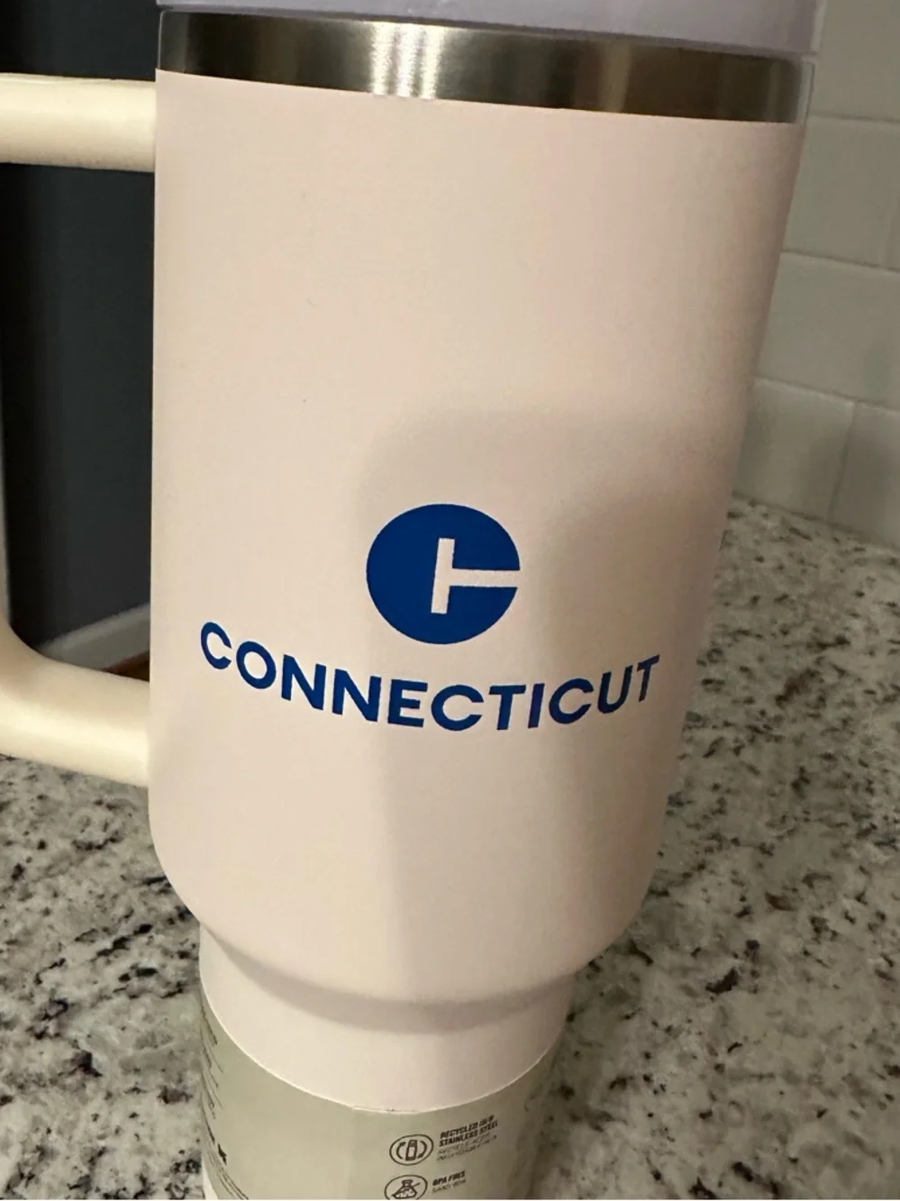 Cream with Blue Logo - Stanley 40 oz Quencher H2.0 Tumbler with Handle - Picture 4 of 11